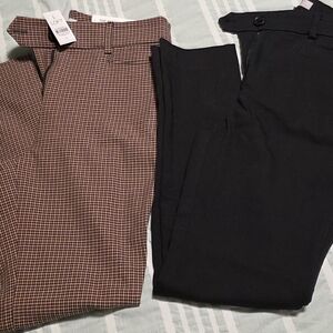 LOFT Women's Black and Checkered Skinny Pants